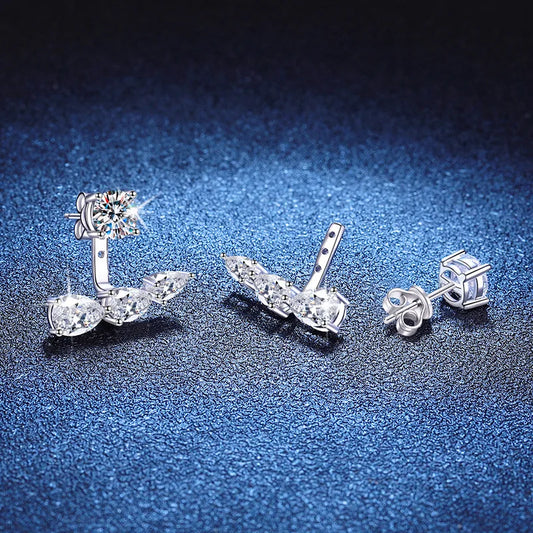 2 in 1 0.5CT Round Brilliant Cut D Color Moissanite Stud Earrings for Women S925 Silver GRA Certified Pierced Earring Gift