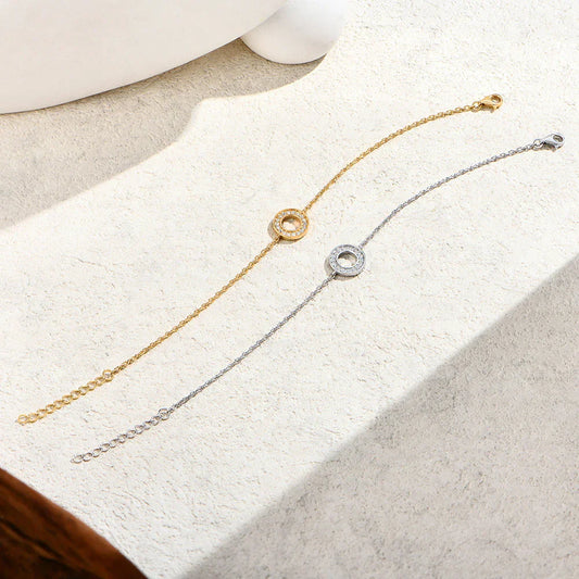 Bracelet en Moissanite Cercle Creux pour Femmes, Chaîne à Breloques Réglable en Argent Sterling 925, Bijoux de Luxe pour Fiançailles et Fêtes