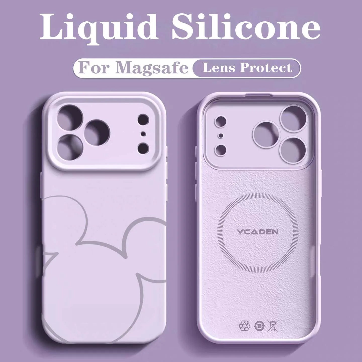 Luxury Liquid MIkey Silicone For Magsafe Phone Case For iPhone 17 Pro 16 15 14 13 12 Pro Max Wireless Charging Skin Smooth Cover