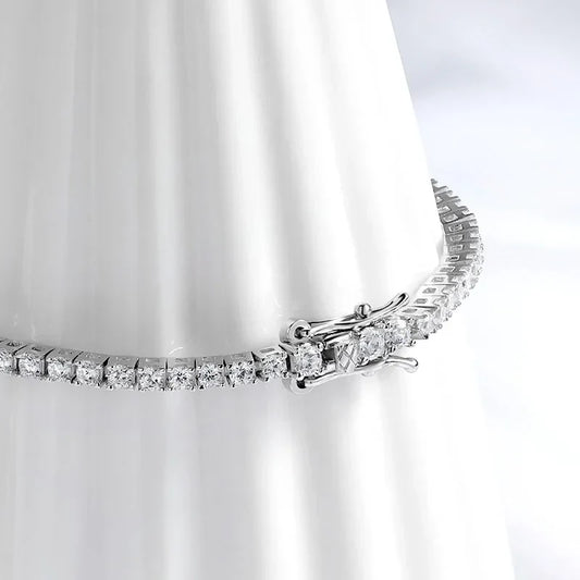 Bracelet de Tennis 2MM de Moissanite Véritable D Couleur 100% pour Femme Diamant de Laboratoire Original en Argent 925 Bijoux Chaîne de Fête Hip Hop