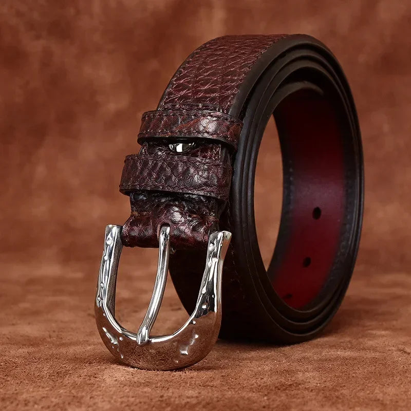 3.8cm Pure Cowskin Men Belt High Quality Genuine Leather Stainless Steel Buckle Strap Male Jeans Luxury Designer Belts for Man