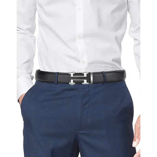Fashion Business Men'S Belt Genuine Luxury Brand Belt Metal Buckle Belt High-Quality Leather Soft Belt With Cargo Pants Jeans