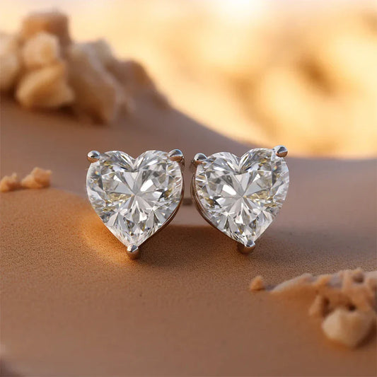 Heart Shape Moissanite Stud Earrings for Women Men 1/2/4carat Certified Lab Diamond Ear Studs S925 Silver Plated 18k Gold
