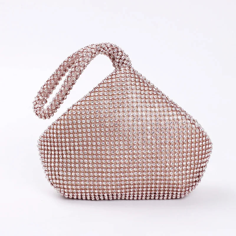 Fashion Women's Dinner Bag Diamond Inlaid Fashion New Handbag Mobile Zero Wallet Wedding Women Model Bag Luxury Champagne Color