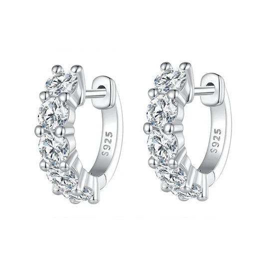 1cttw Classic Moissanite Hoop Earrings For Women, 925 Sterling Silver Sparkling Huggie Earrings Engagement Jewelry Gifts