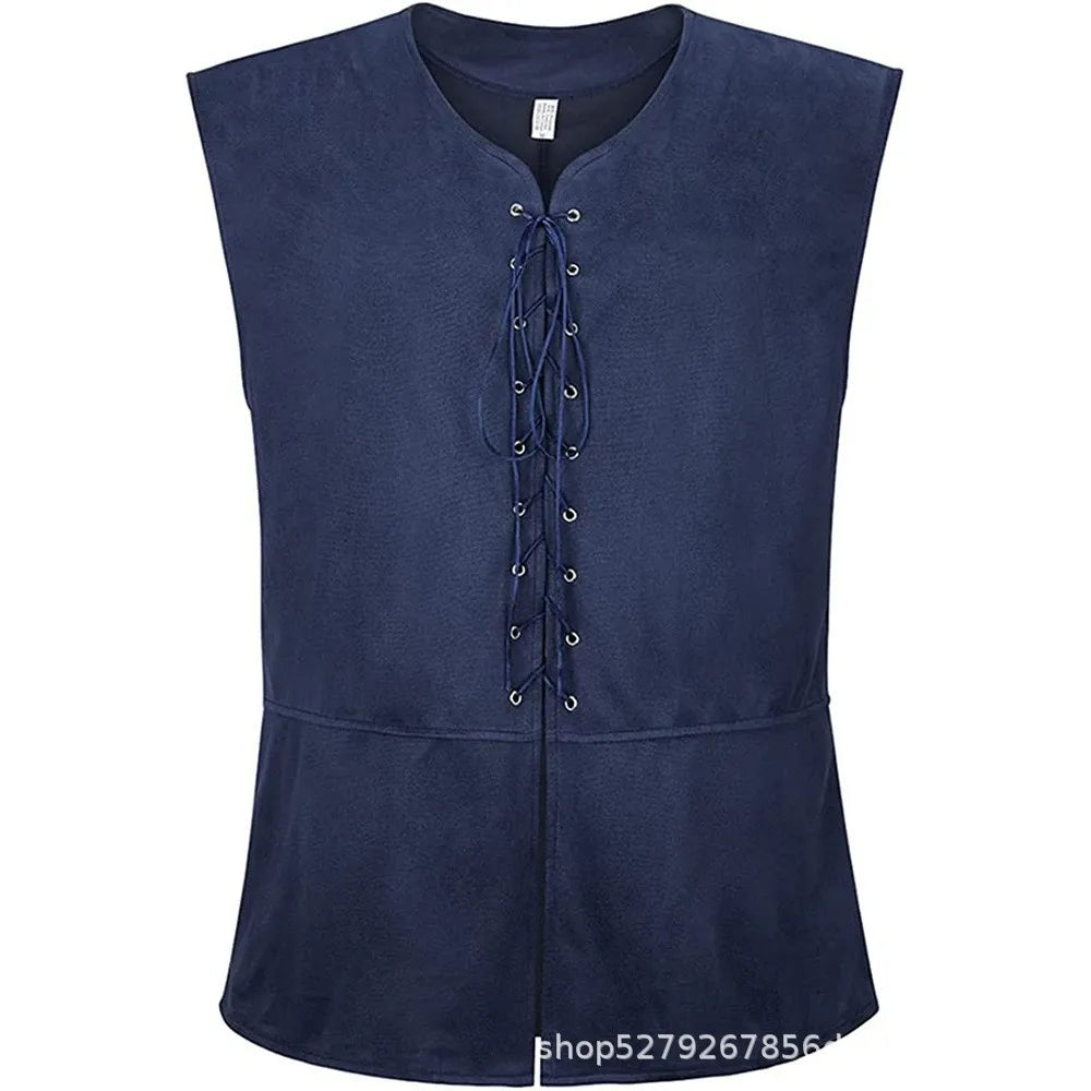 2025 Medieval Renaissance Pirate Gothic Steampunk Vest for Men, Multicolor Loose Plus Size Suede Fashion Men's Waistcoat,S-XXL