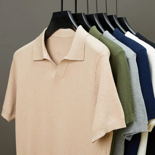 Men's Stretch 100% Cotton Polo Shirt - Pineapple Knit Seagull Collar, Breathable Short Sleeve Tee with Flexible M-4XL 6 Colors