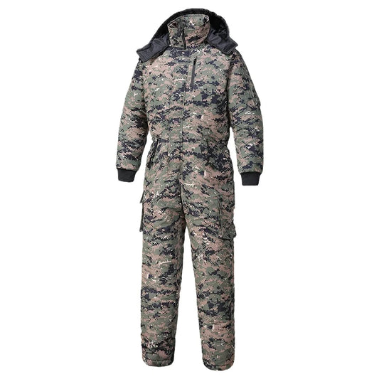 Men Winter Waterproof Thick Cotton Jumpsuit Clothing Outdoor Convenient Sports Camo Jacket Warm Cold Proof Hooded Work Clothes
