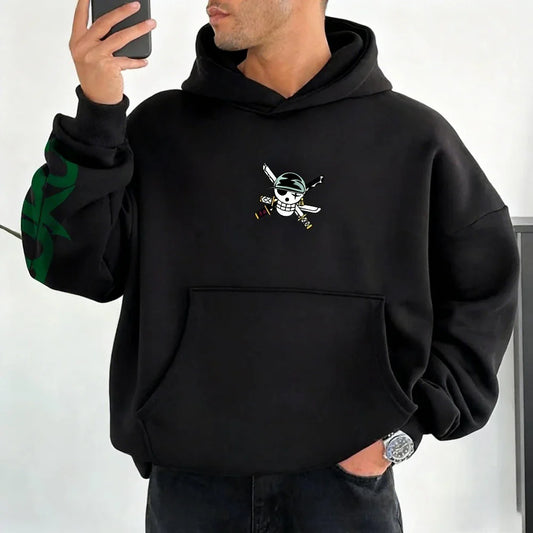 One Piece Men's Hoodie Sweatshirt Roronoa Zoro Anime Spring Autumn and Winter Boys Niche Long-sleeved Parent-child Outfit
