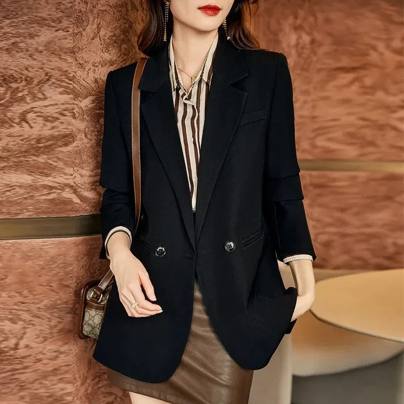 Spring Autumn 2025 Women's Small Suit Jacket Korean Version Leisure Ladies Blazer Coat Temperament Design Sense Lady Outerwear