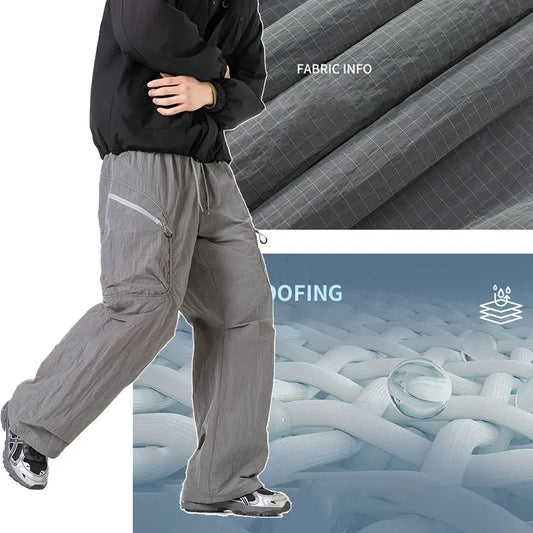 Male Hiking Pants Outdoor Waterproof Mountaineering Sports Trousers Autumn Elastic Waist Breathable Camping Fishing Cargo Pants