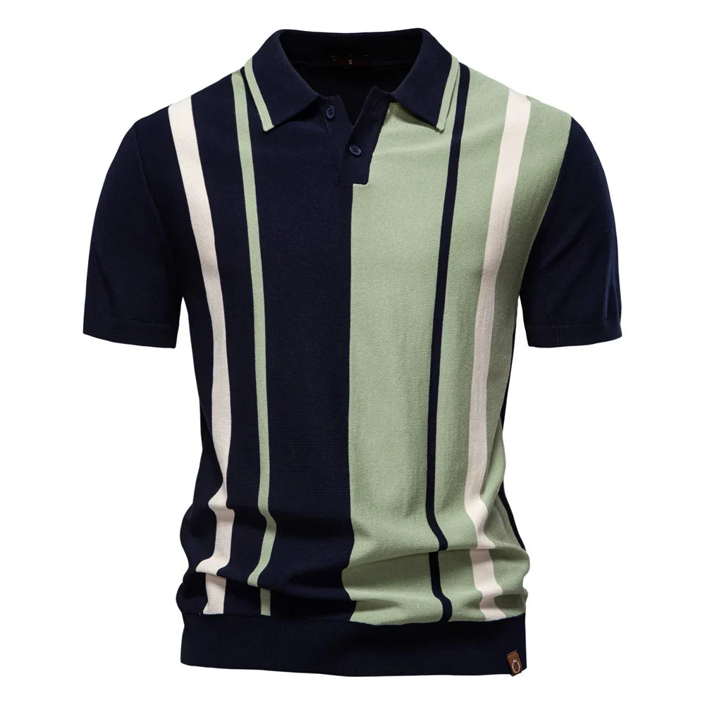 Brand Men's Striped Mesh Polo Shirt for High Quality Breathable Fabric Stylish Casual Male Polo Shirts 