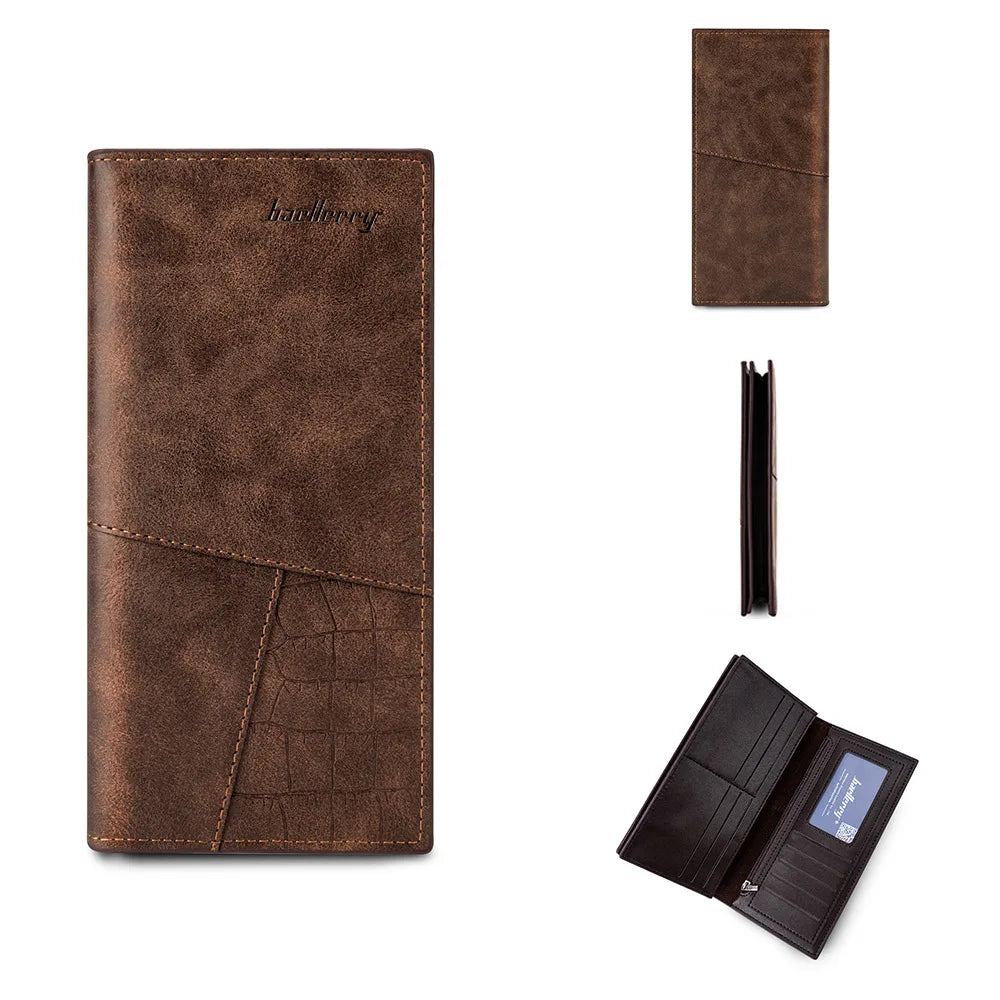 Men's Long Wallet Multi-card Slot Card Money Holder Wallet Zipper Multi Functional PU Leather Coin Purse for Man