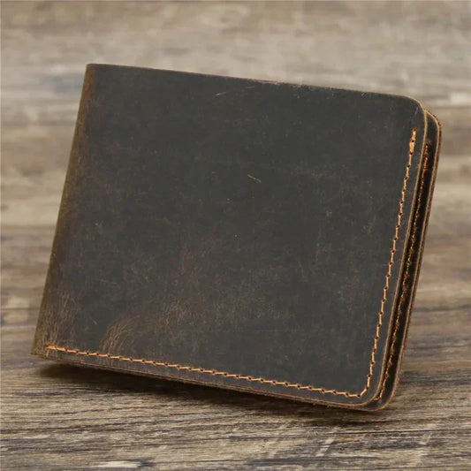 Portefeuille en cuir Crazy Horse pour homme, portefeuille en cuir véritable, porte-cartes, style rétro simple européen et américain, portefeuille pour homme 2026