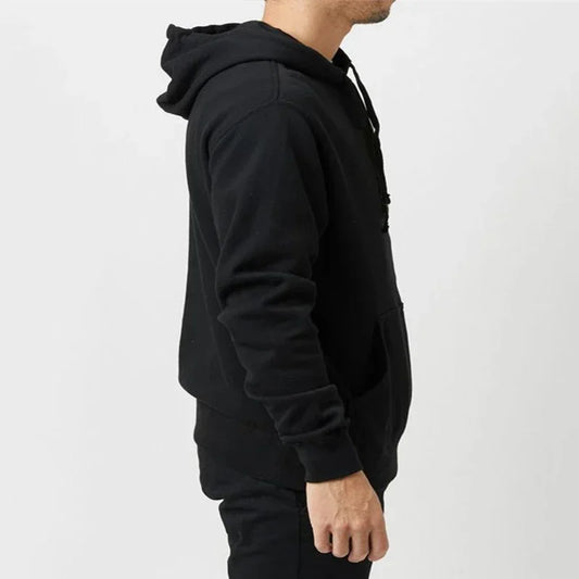 2025 Men's Solid Color Hooded Sweaters Men's Warm Wool Sweater Fashionable Street Clothing Loose Breathable Jersey Brand Hooded