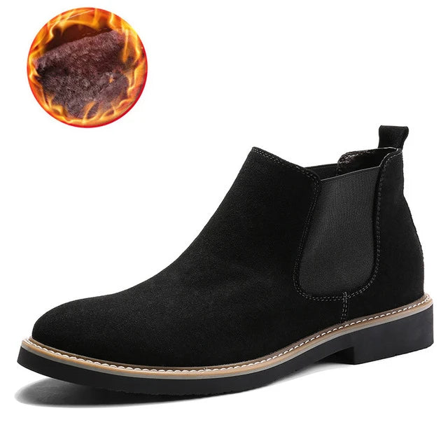 Autumn Winter Chelsea Boots Men British Style Suede Leather Shoes Men Slip on Casual Ankle Boots Men Big size 46 bota masculina
