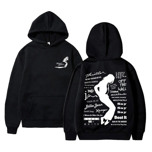 Michael Jackson Album Logo Graphic Hoodie Men Women Vintage Gothic Rock Streetwear Men's Fashion Oversized Sweatshirt Pullover