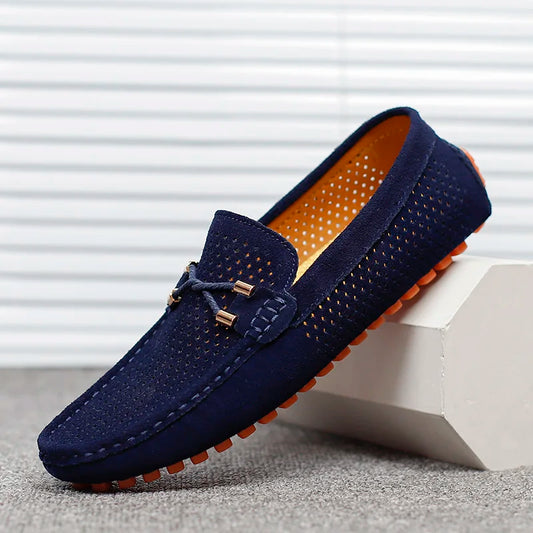 Mens Casual Shoes Genuine Leather Man Loafers Slip on Flats Lightweight Mens Driving Shoes Lazy Shoes