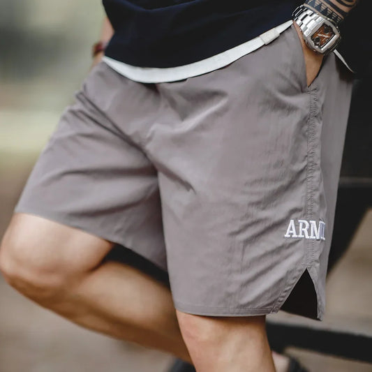 Retro Training Sports Shorts with Thin Letter Embroidered Straight Shorts for Men's Summer Fashion Pants