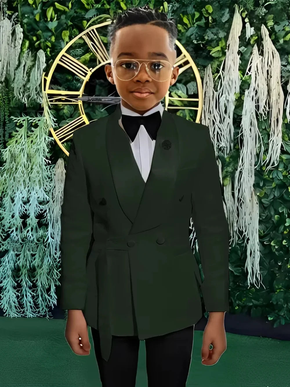 High Quality Boys Shawl Lapel Suits 2 PiecesJacket Pants For Stage Performance Double Breasted Kids Suit Set Wedding Guest Wear