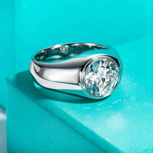 4ct D Color Moissanite Men Rings 18K Gold Plated Silver Engagement Bezel Rings For Men Factory Jewelry Wholesale