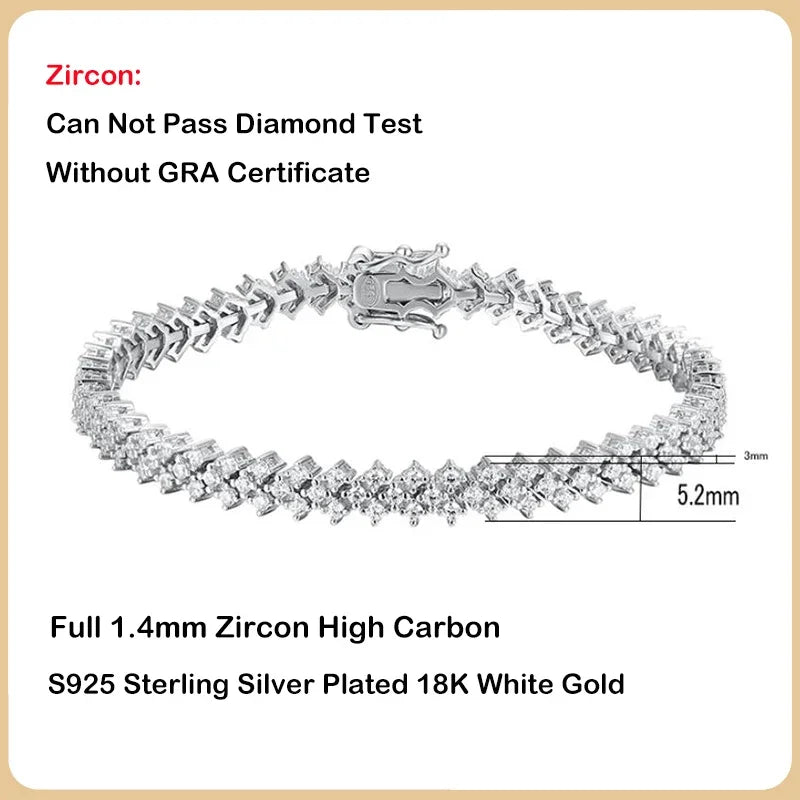 2025 New In Rhombus Shape Full 1.2mm D Color Moissanite Tennis Bracelet For Women 925 Silver Diamond Link Chain Bracelets