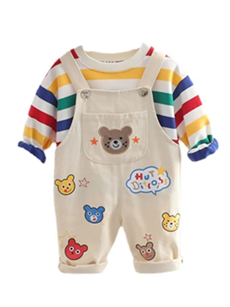 New Spring Autumn Baby Boys Clothes Suit Children Girls Fashion T-Shirt Overalls 2Pcs/Set Toddler Casual Costume Kids Tracksuits