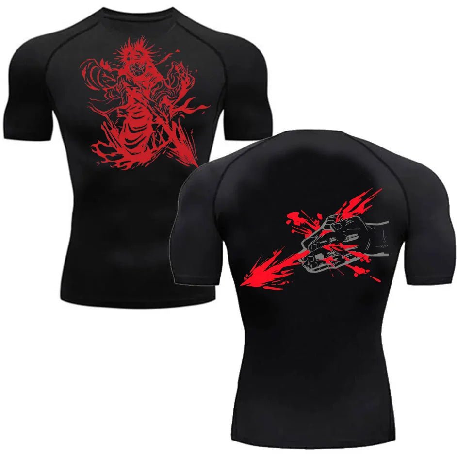 Men's Summer Fitness Gym Sports Running T-Shirt Hot Selling Anime Jujutsu Kaisen Gojo Satoru Compression Shirt Short Sleeve