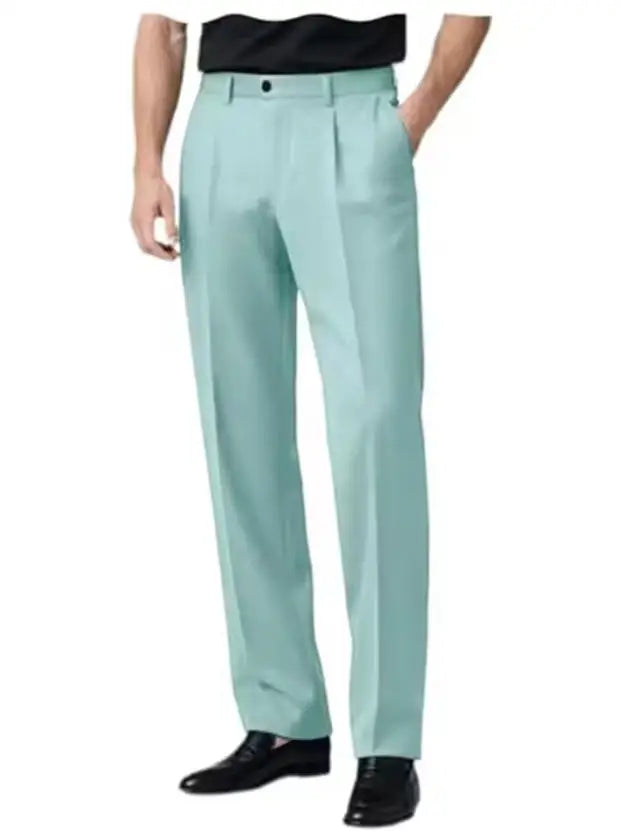 Men's Pleated Dress Pants Wide-Leg Versatile Premium Formal Banquet Wedding Summer Casual Trousers Chinos Business Daily Office