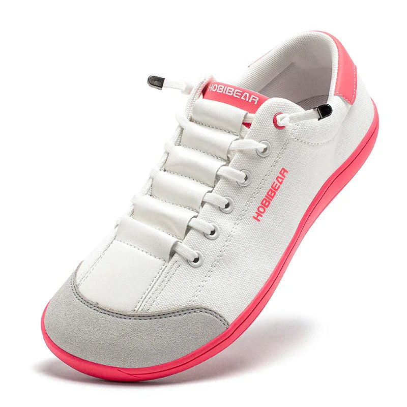 Wide Toe Barefoot Shoes for Unisex Minimalist Artificial Leather Sneakers Lightweight Adjustable Slip On Walking Shoes