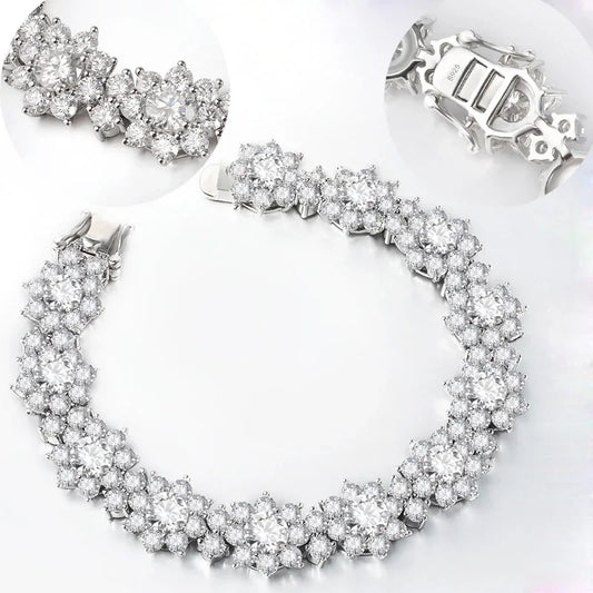 Full Moissanite Jewelry Set 925 Sterling Silver Sunflower Necklace Bracelet Earring Sets For Women Fine Jewelry GRA Tested