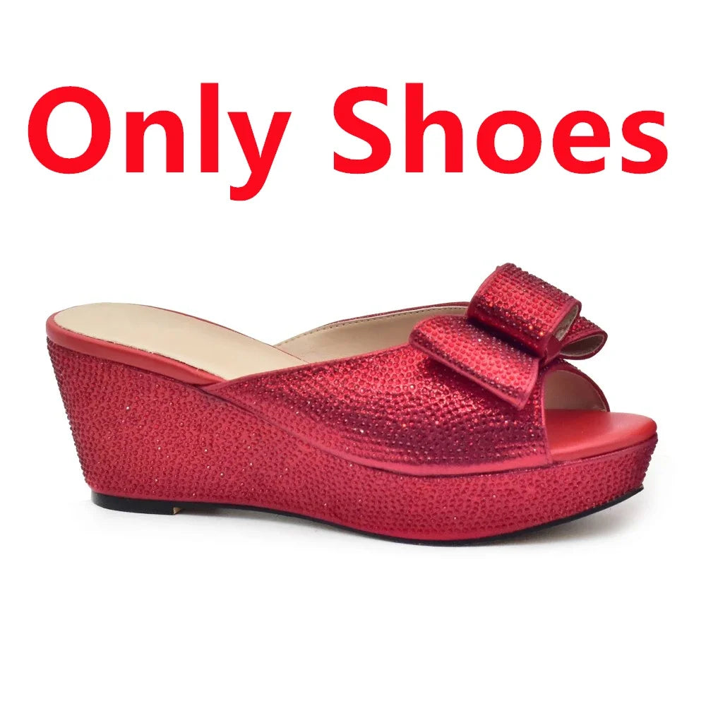 Latest Design Women Shoes and Bag Set Decorated with Rhinestone Wedding Shoes Bride Ladies Shoes Heels Party Women Pumps