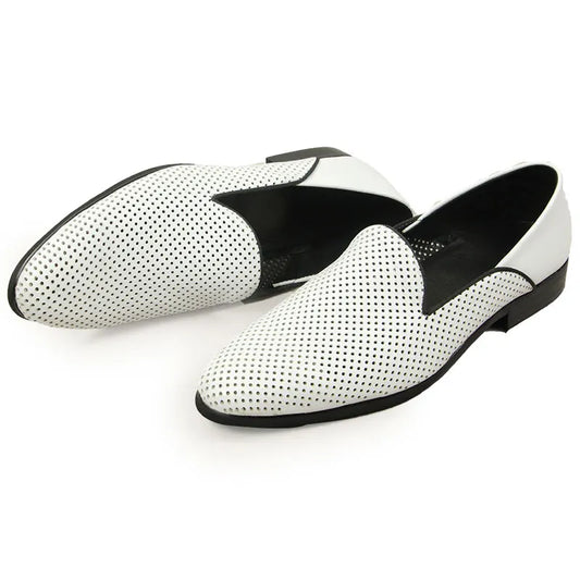 New Loafers White Men's Shoes Summer Casual Shoes for Men Genuine Leather Breathable Hollow Soft Hand Sewing Luxury Fashion Shoe