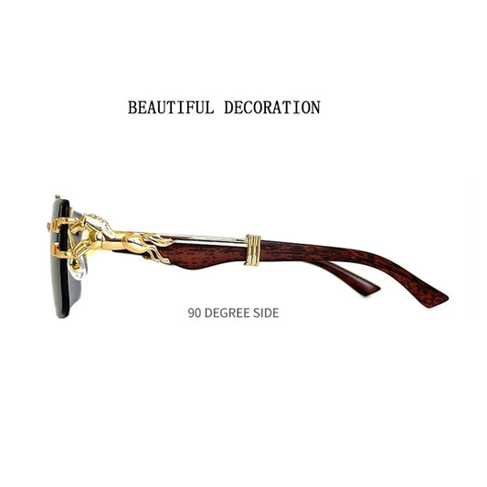 New In Sunglasses For Men Wooden Rimless Sunglasses Women Vintage Square Fashion Glasses Luxe Gafas De Sol Hombre Zonnebril Sun