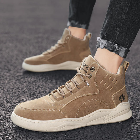 High Top Boots Men's Shoes Fashion Motorcycle Ankle Boots Shoes for Men Winter Boots Men's Sneakers Lace-Up Botas Hombre