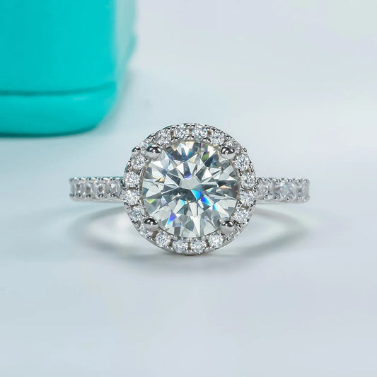 2 Carat D Color Moissanite Halo Engagement Ring For Women 925 Sterling Silver Wedding Rings Fine Jewelry Wholesale