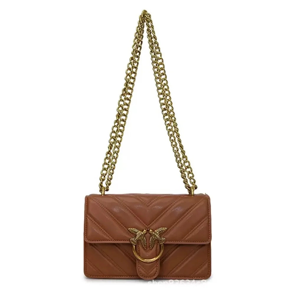 New Women Embroidered Swallow Small Square Bag Luxury Chain High End Versatile Shoulder Crossbody Bag Fashion Daily Casual Ladie