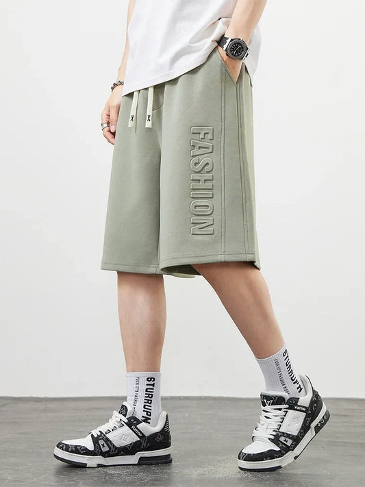 Men's Shorts Summer Clothes Fashion Letter Printed Casual Sweatpants Solid Color Loose Cotton Short Pants Male Straight Shorts