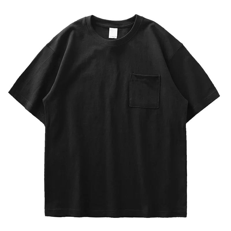 320gsm Heavy Short-Sleeved T-Shirt Men's Summer Vintage Half-Sleeve Pure Cotton Tees White Tops for Unisex