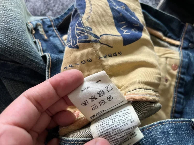 Heavyweight Heavy Washed Denim Jeans for Men Autumn Winter Vintage Selvedge Soft Loose Straight Pants 100% Cotton Y2k Youth Male
