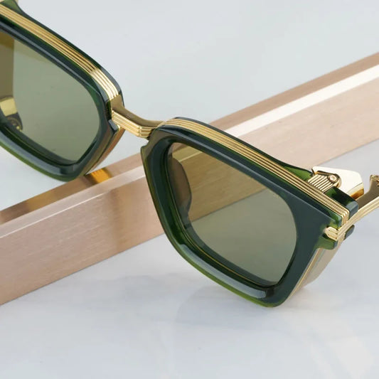 Classical Vintage Handmade Sunglasses High Quality Original Brand Square Acetate UV400 with Gold For Men Women Glasses with Case