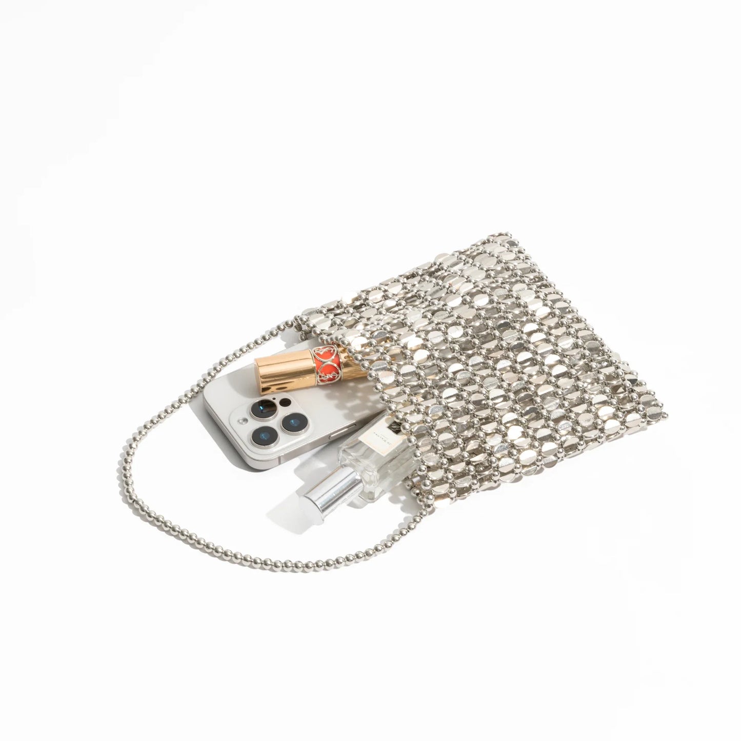 Handmade Bead Bag Bead Glitter Woven Phone Bag Luxury Bags for Women Shiny Sequins Shoulder Crossbody Bag Evening Hobos