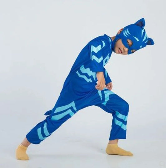 cosplay Blue Pajama Boys Girls Anime Hero Costume with Mask Cosplay Clothe Suit Child Halloween costume Birthday Party Kids Gift