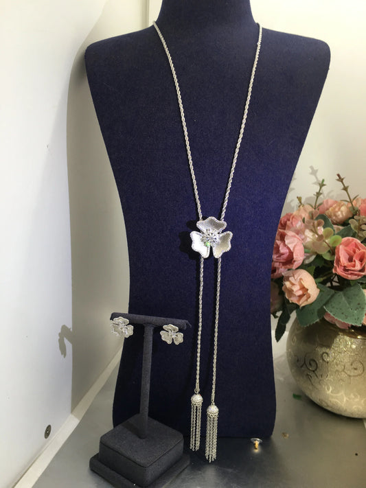 Trendy Fashion2PCS Luxury flower Indian Jewelry Sets For Women Wedding Party Indian Dubai Bridal jewelry Set