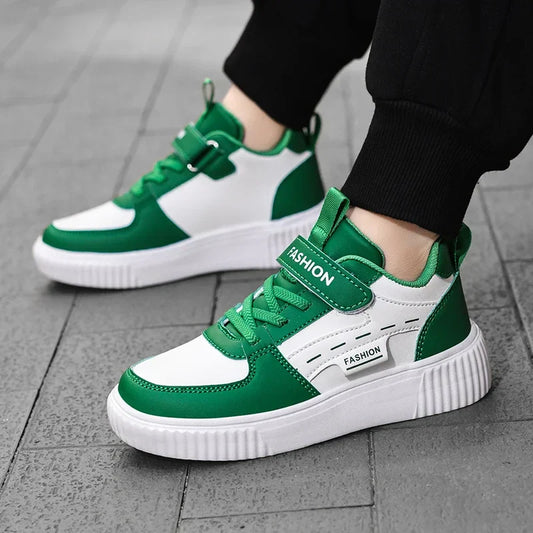 Green Skateboard Shoes Kids Trainers Fashion Lightweight Children's Sports Shoes Comfortable Non-slip Casual Sneakers For Boys