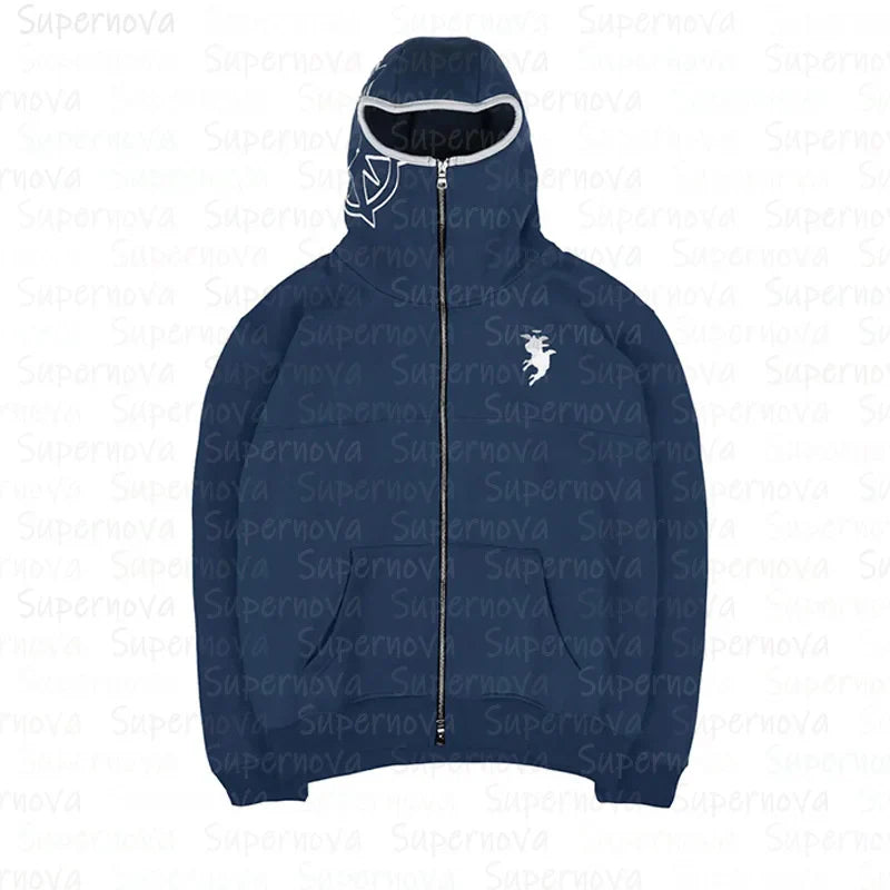 Men's clothing Zip Up Hoodie Vintage Casual Pattern Oversize Hip Hop Punk Streetwear Clothing new in hoodies & sweatshirts 