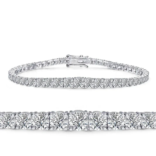 Bracelet Tennis Moissanite pour Femme avec Certificat Gradient de 3 à 5 mm Bracelets Diamant de Laboratoire en Argent S925 Plaqué Or 18K