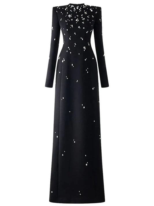 TOP QUALITY Newest 2026 Designer Fashion Women's Rhinestone Diamonds Beaded Long Maxi Dress