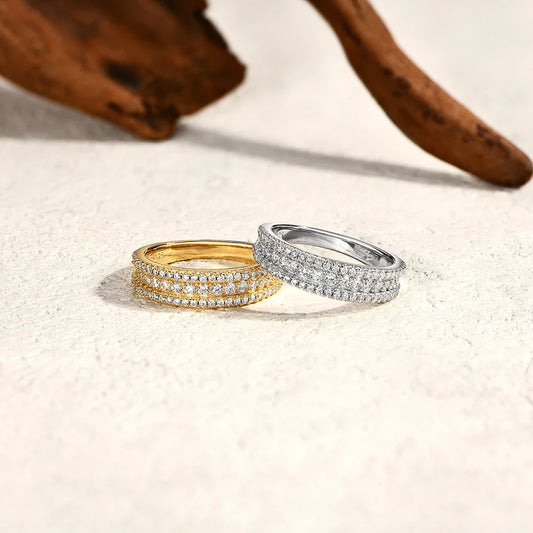 Bagues classiques en moissanite avec diamants de laboratoire pour femmes et hommes, en argent sterling S925, demi-bande, fiançailles, mariage, cadeaux.
