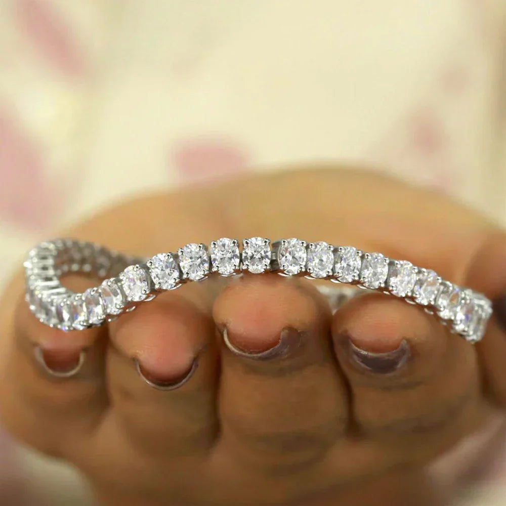 0.5Carat Oval Cut Full Moissanite Tennis Bracelets For Women 100% 925 Sterling Silver D VVS1 Diamond Bangle With Certificate